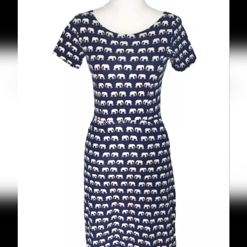 NWT Modcloth Sugar Hill Mini Elephant Navy Sheath Dress with Sleeves Sz 6
